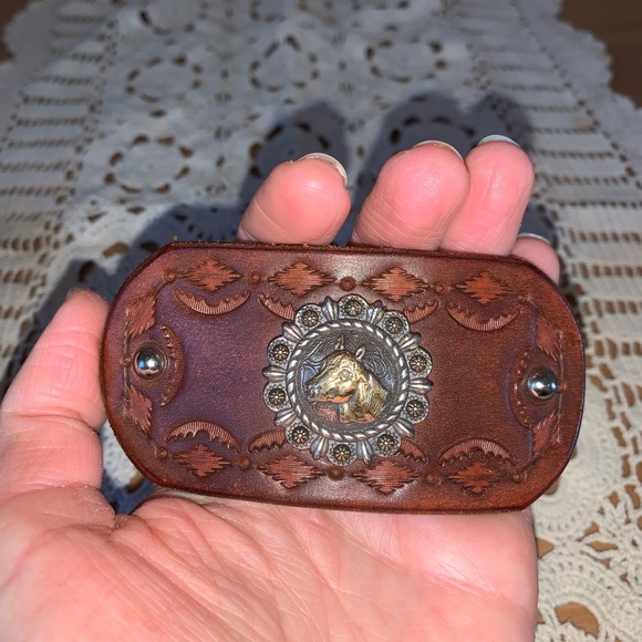 Genuine Leather Western Style Hair Barette-NEW! - Picture 3 of 16